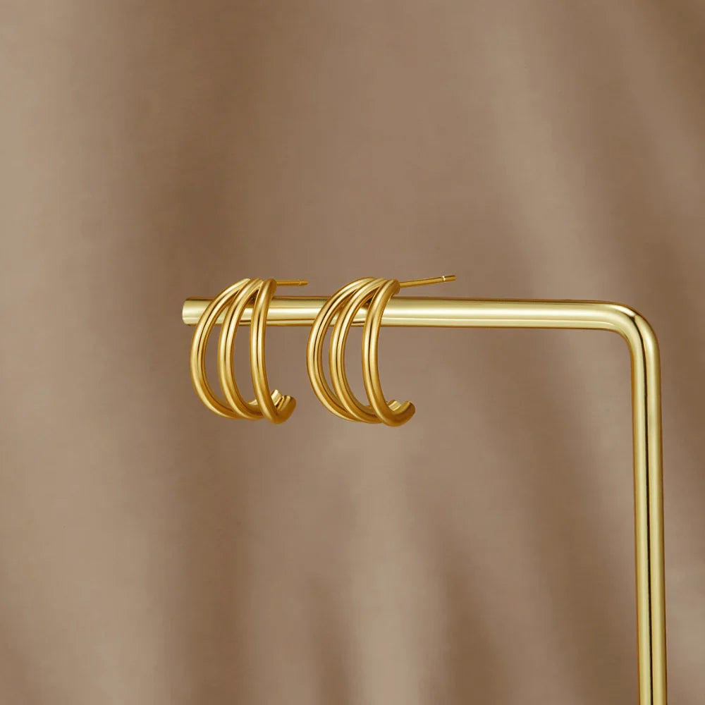 Anaya Triple Gold Hoop Earrings