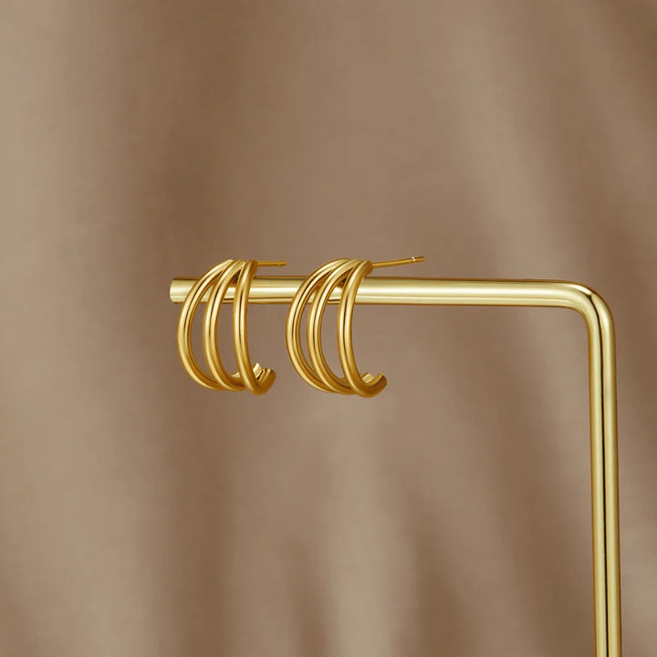 Anaya Triple Gold Hoop Earrings