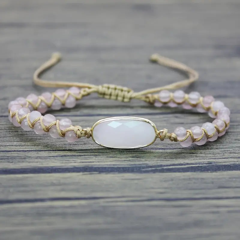 Elegant Natural Stone Charm Beaded Bracelet