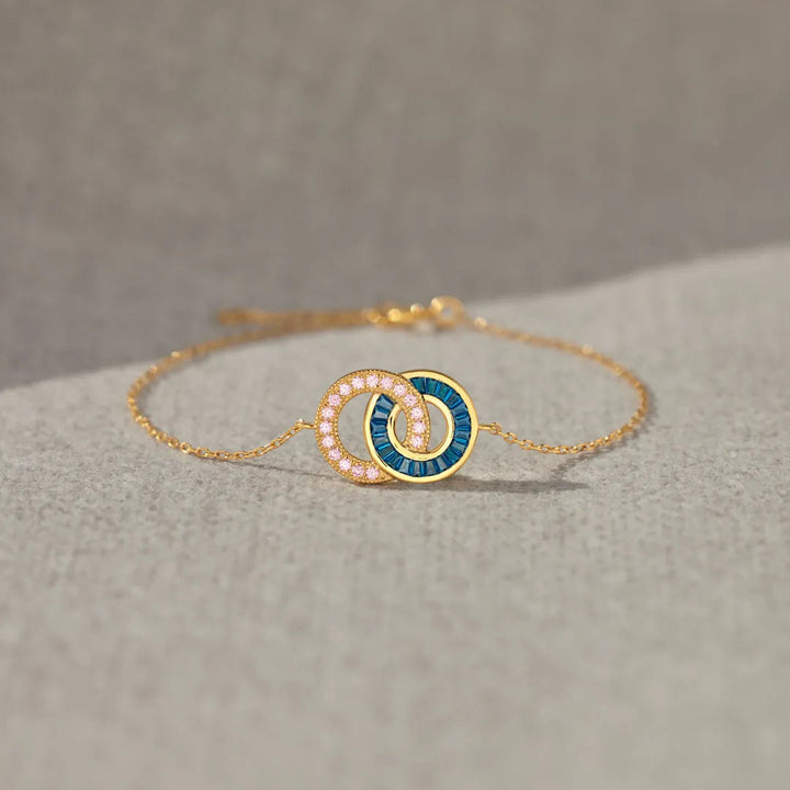 For Friend - Not Sisters By Blood But Sisters By Heart Birthstone Linking Circles Bracelet