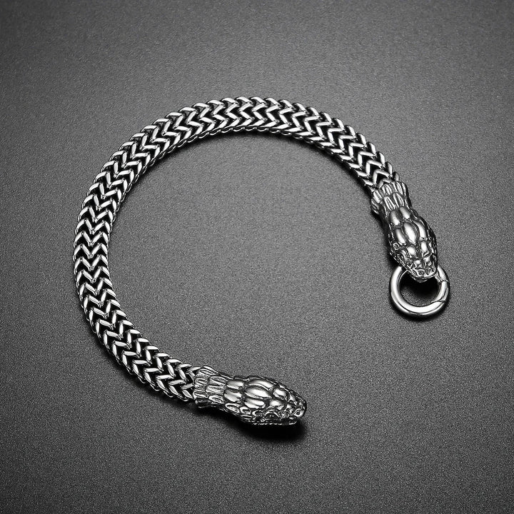 Double Snake Head Steel Bracelet