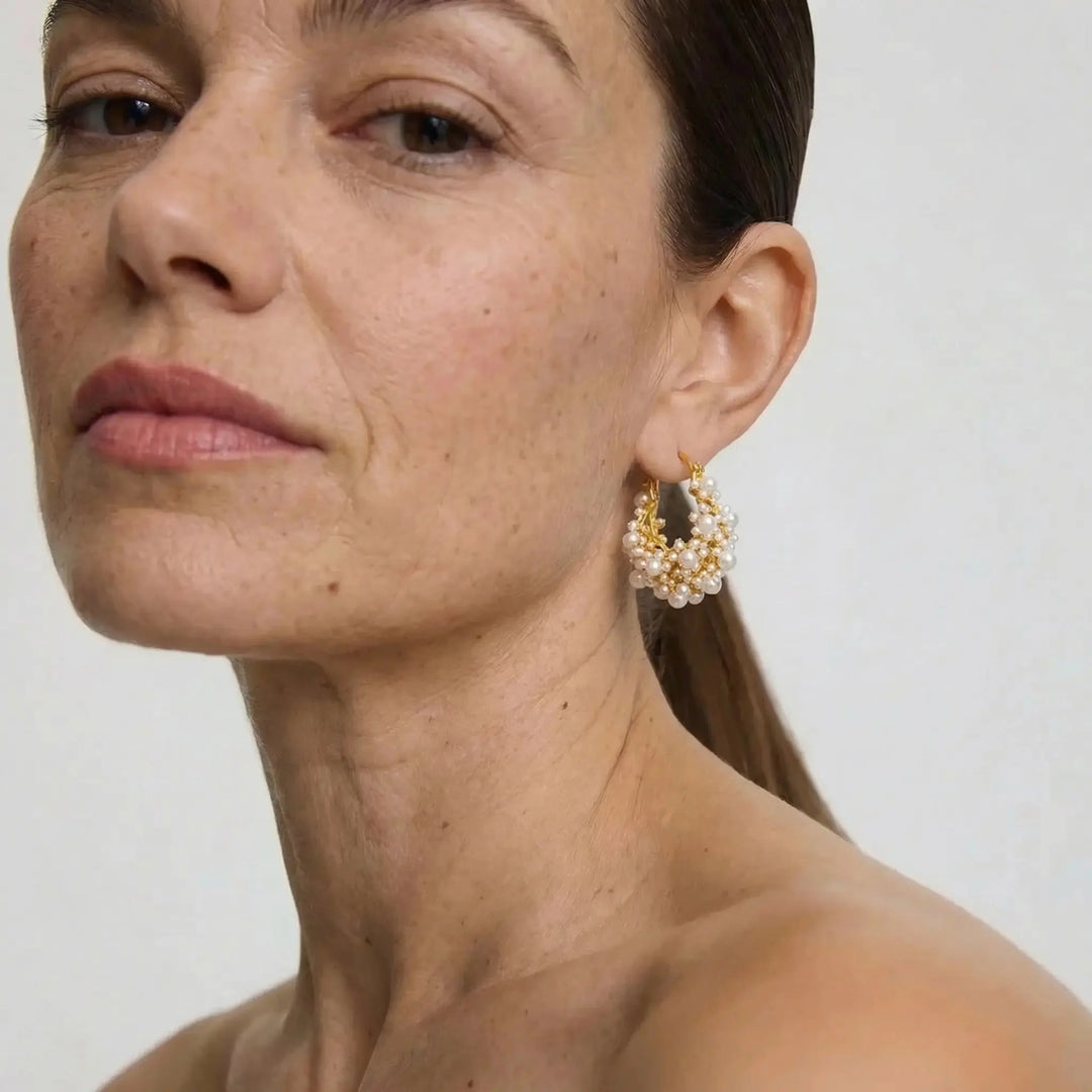 BizarreBloom Pearl Flower Earrings