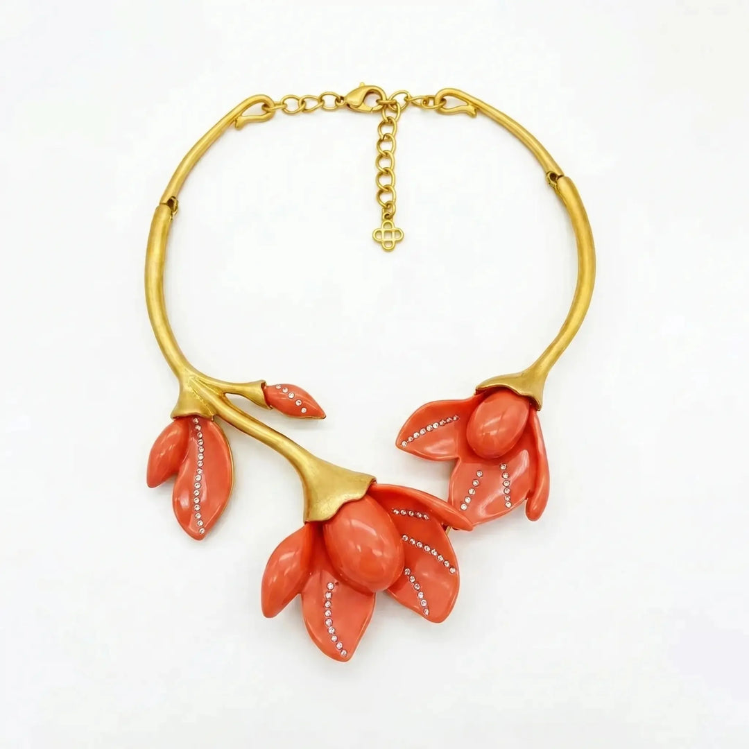 Blooming Magnolia Retro Flower Necklace