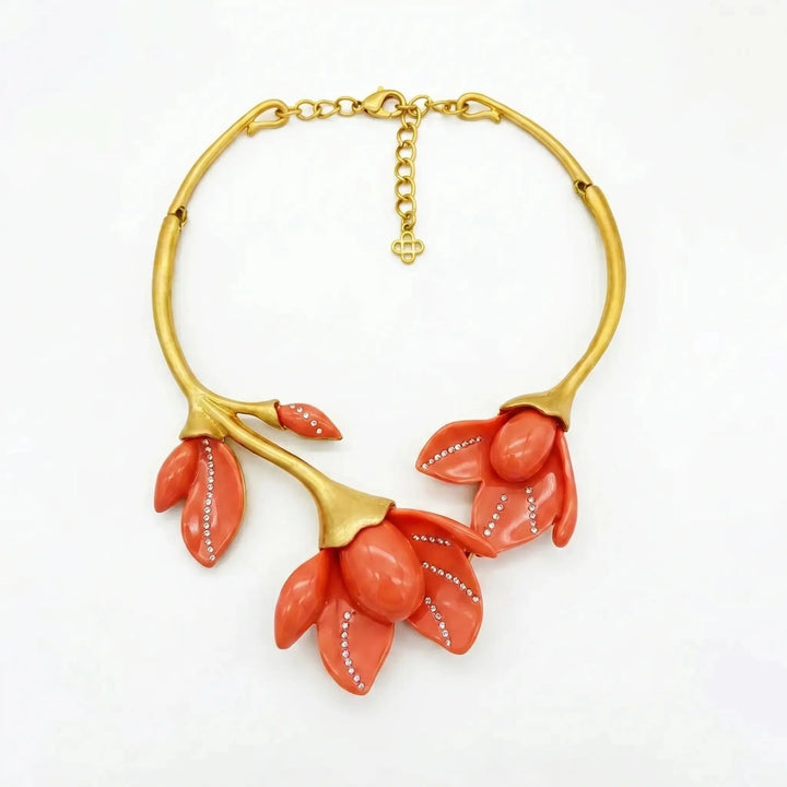 Blooming Magnolia Retro Flower Necklace