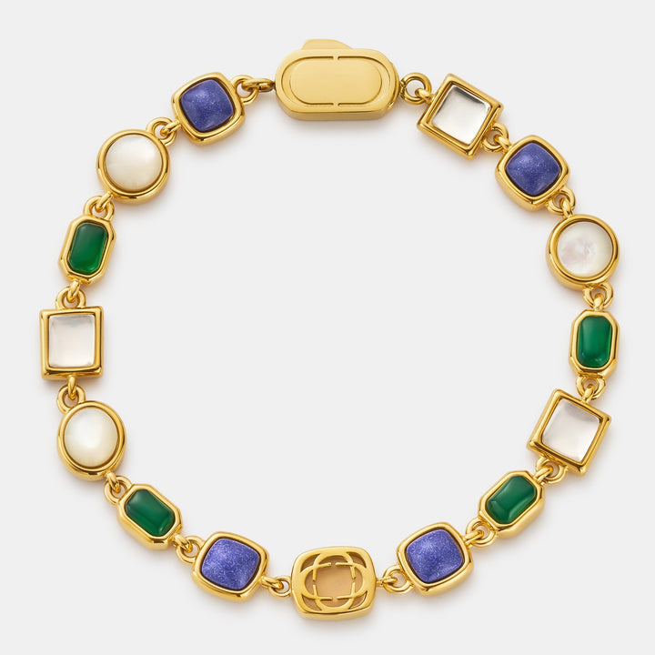 Blue Crystal Gemstone Bracelet (Gold)