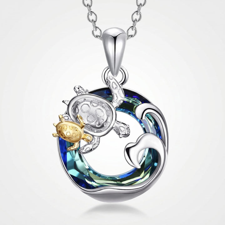 Ocean Wave Turtle Necklace