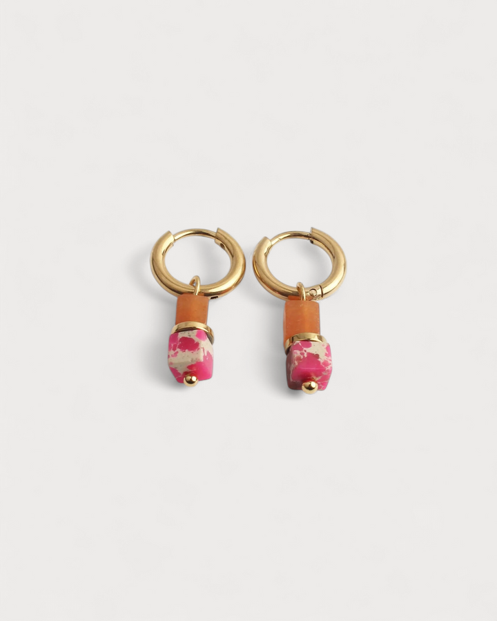 Half & half - Earrings - Natural Stone - Stainless Steel