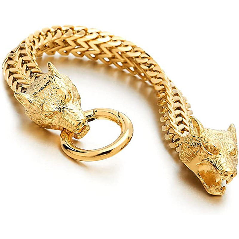 Wolf Head Viking Titanium Steel Strengthen Bracelet