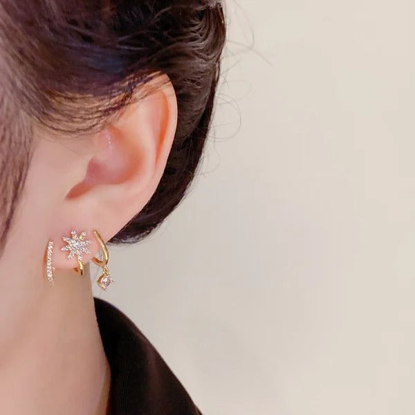 Eight Awn Star Moissanite Earrings
