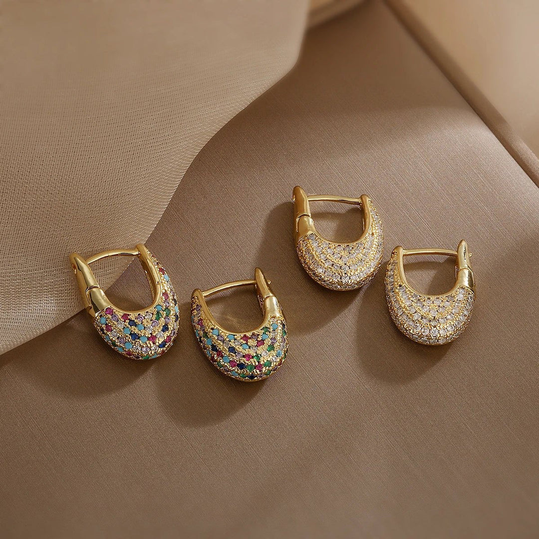 Chunky Glittering Diamond Hoop Earrings