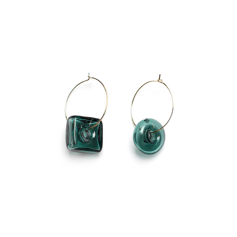 Crystal Clear Lucite Hoop Earrings [Pine Green]