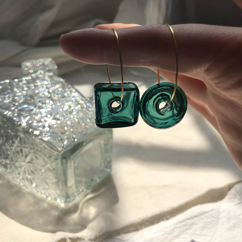 Crystal Clear Lucite Hoop Earrings [Pine Green]
