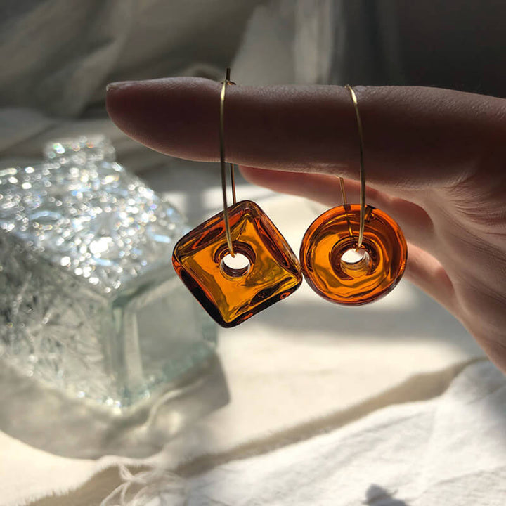Crystal Clear Lucite Hoop Earrings [Caramel]
