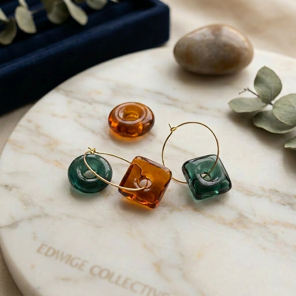 Crystal Clear Lucite Hoop Earrings [Caramel]