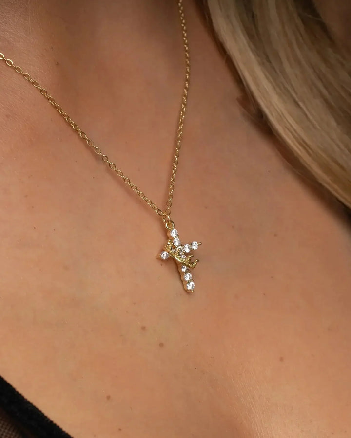 Necklace with Cross and Christ's Crown (Gold-Plated)