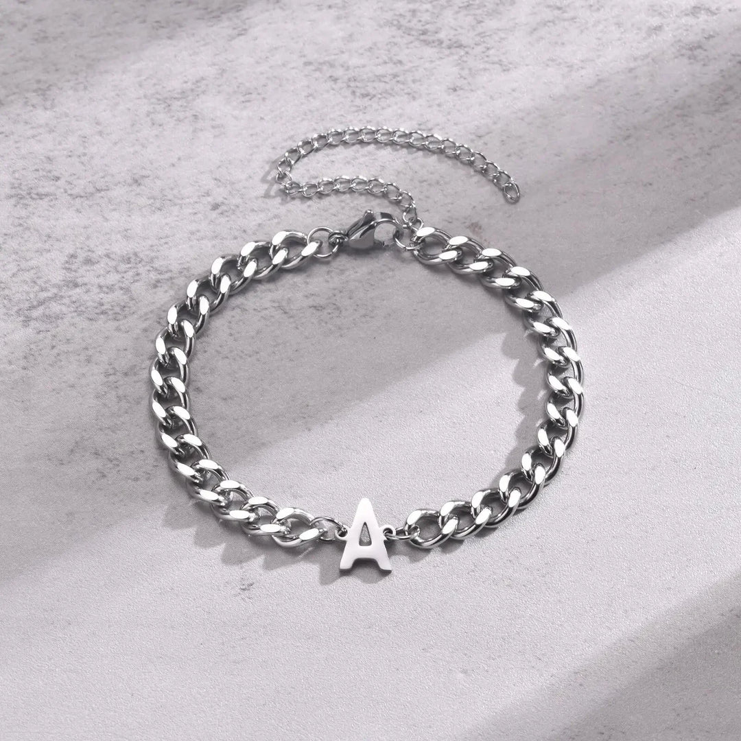 Couples Letter Initial Cuban Bracelet