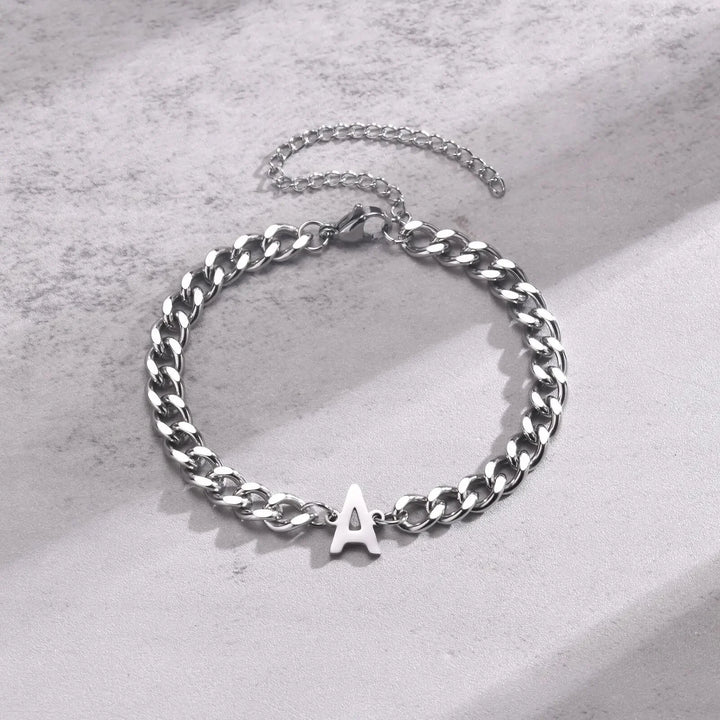 Couples Letter Initial Cuban Bracelet
