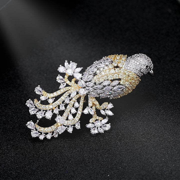 Crowned Songbird Brooch