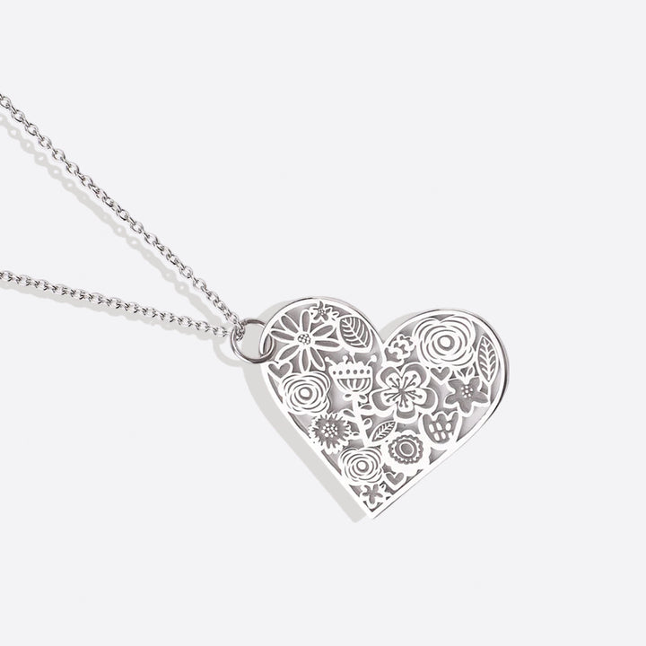 Cut Out Floral Heart Necklace