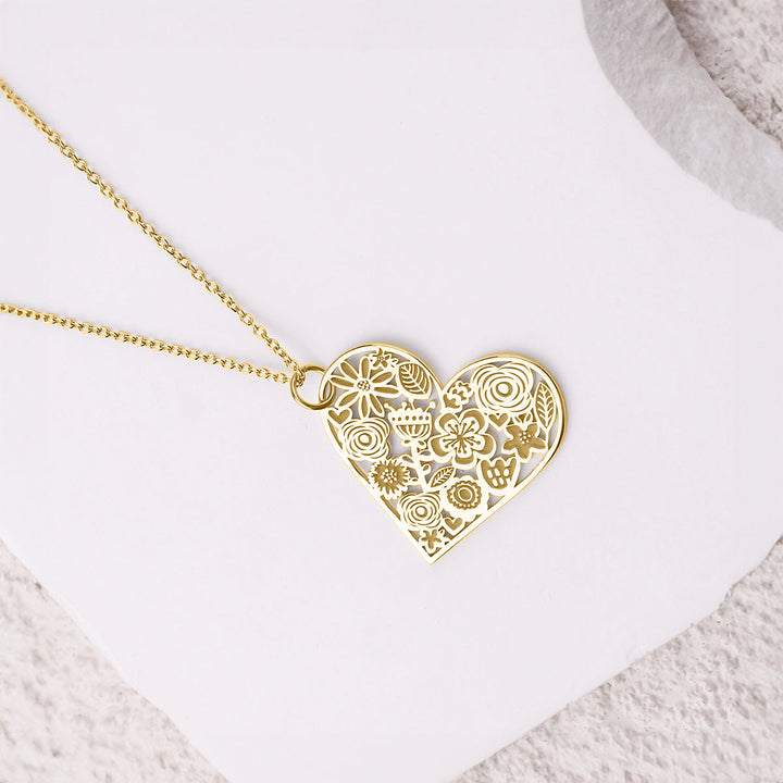 Cut Out Floral Heart Necklace