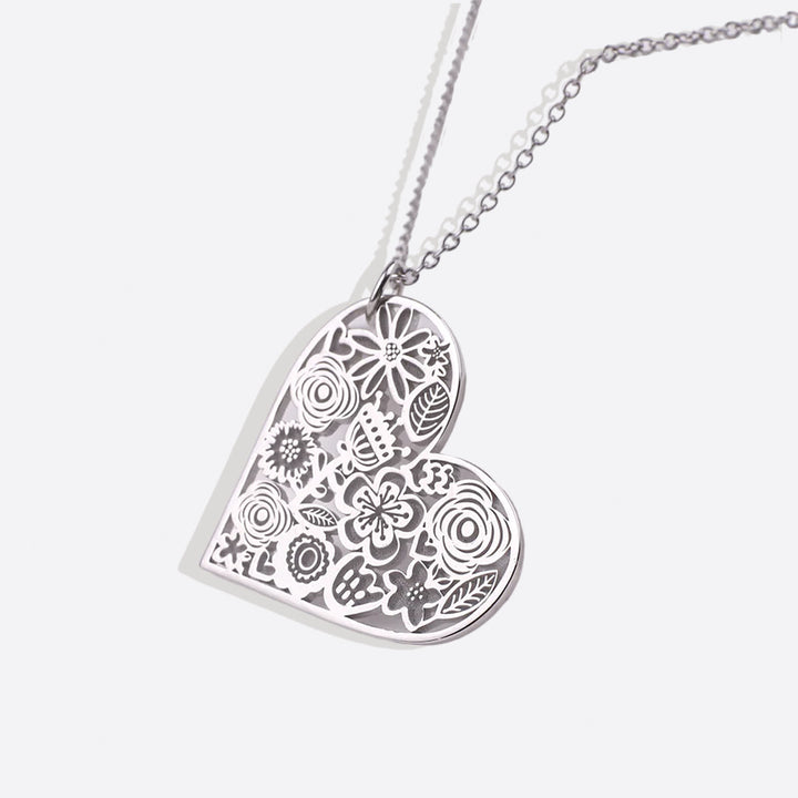 Cut Out Floral Heart Necklace