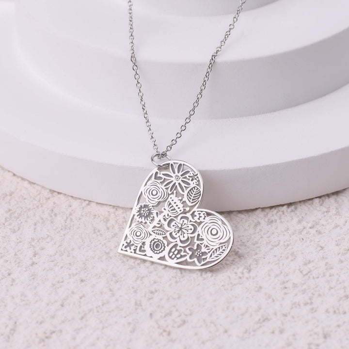 Cut Out Floral Heart Necklace