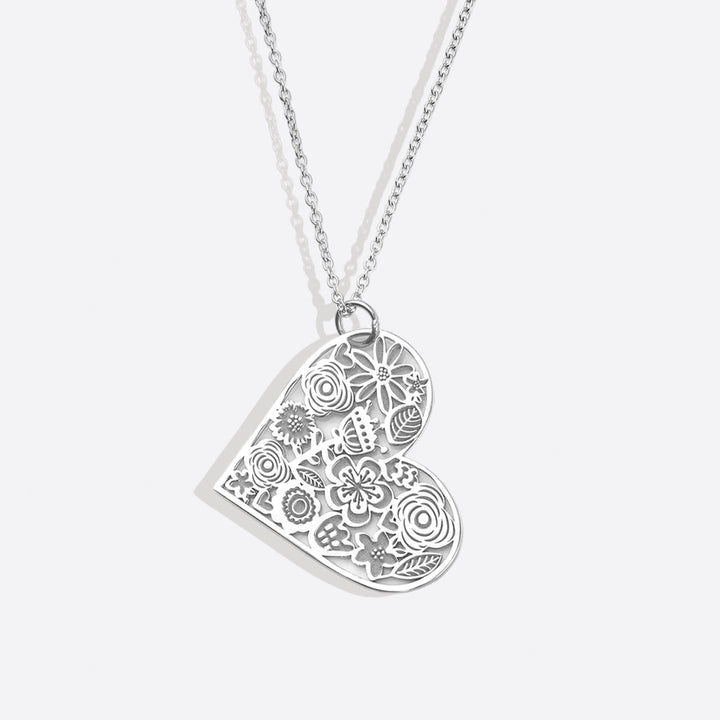 Cut Out Floral Heart Necklace