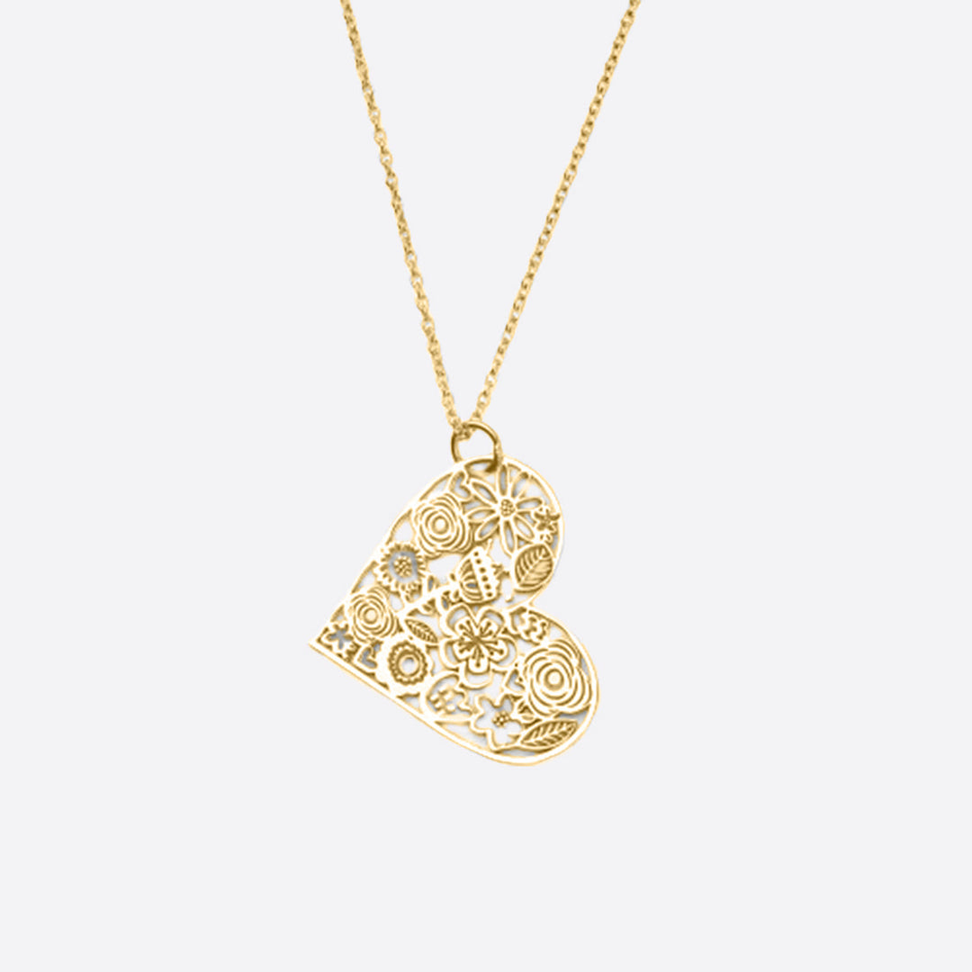 Cut Out Floral Heart Necklace