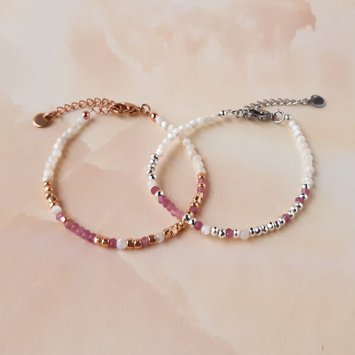 'F*ck Cancer' Pink Tourmaline Morse Code Breast Cancer Bracelet