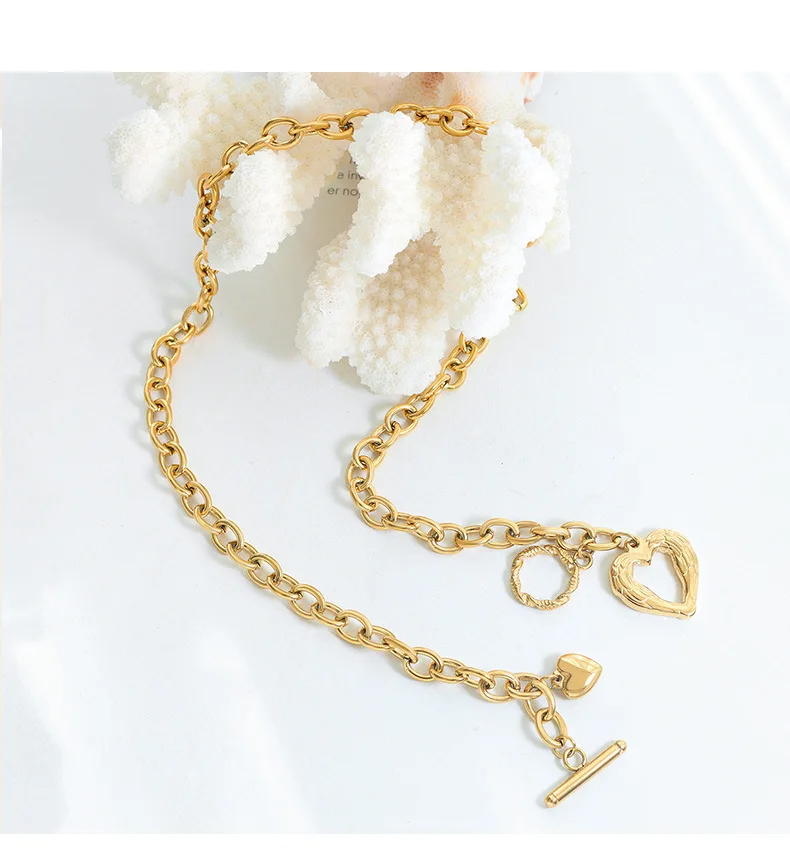 Textured Heart Toggle Necklace