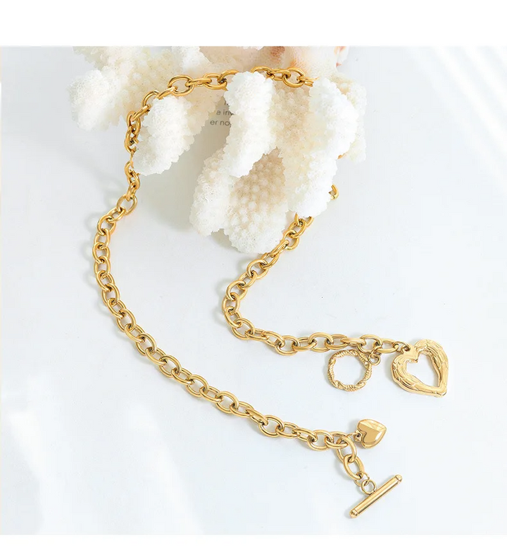 Textured Heart Toggle Necklace