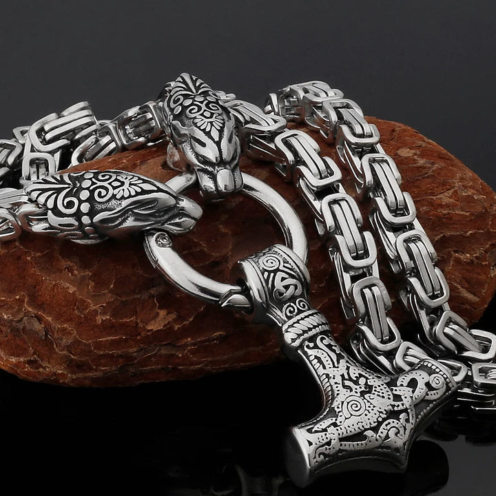 Fenrir Viking Thor's Hammer Necklace & Bracelet