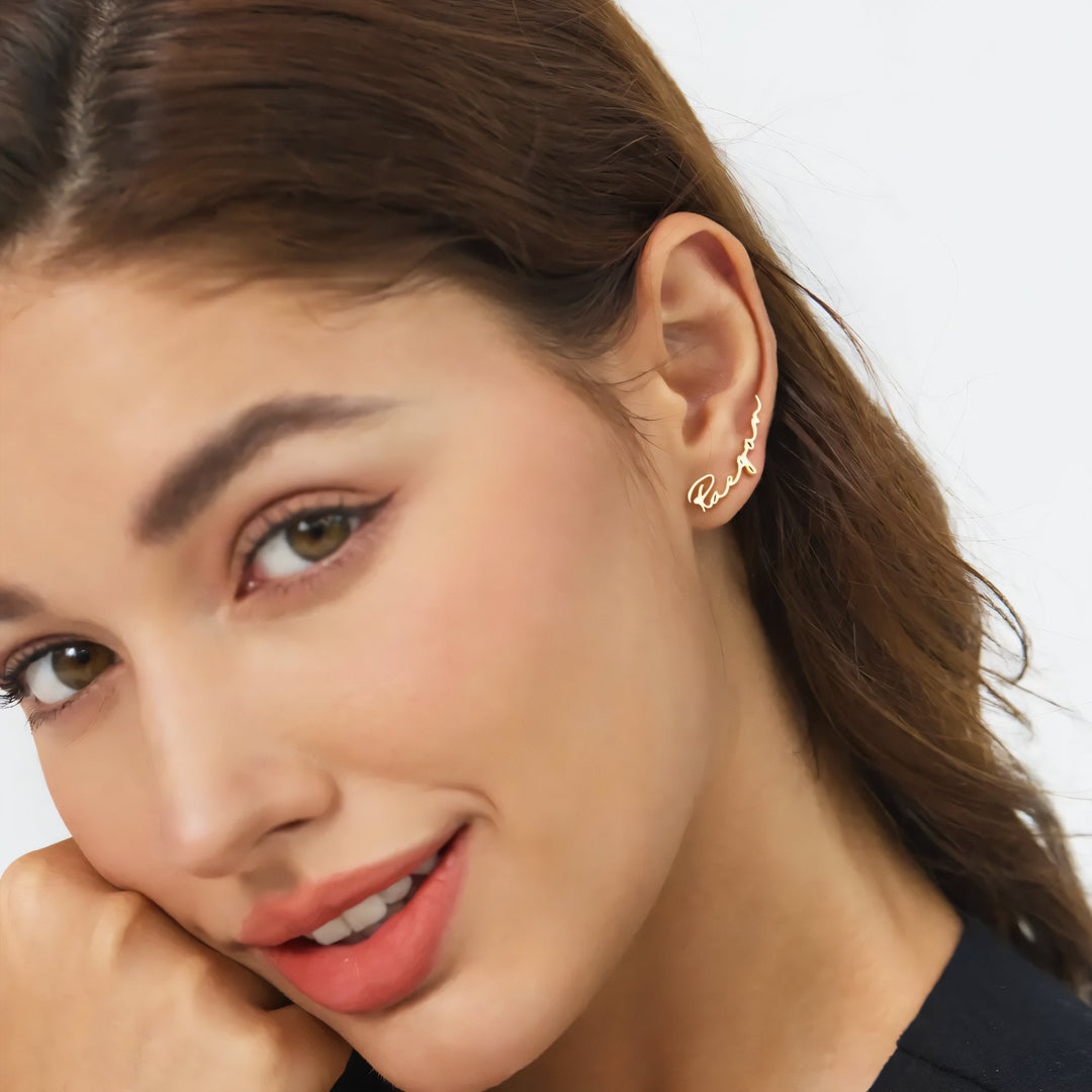18k Dainty Personalized Name Earrings