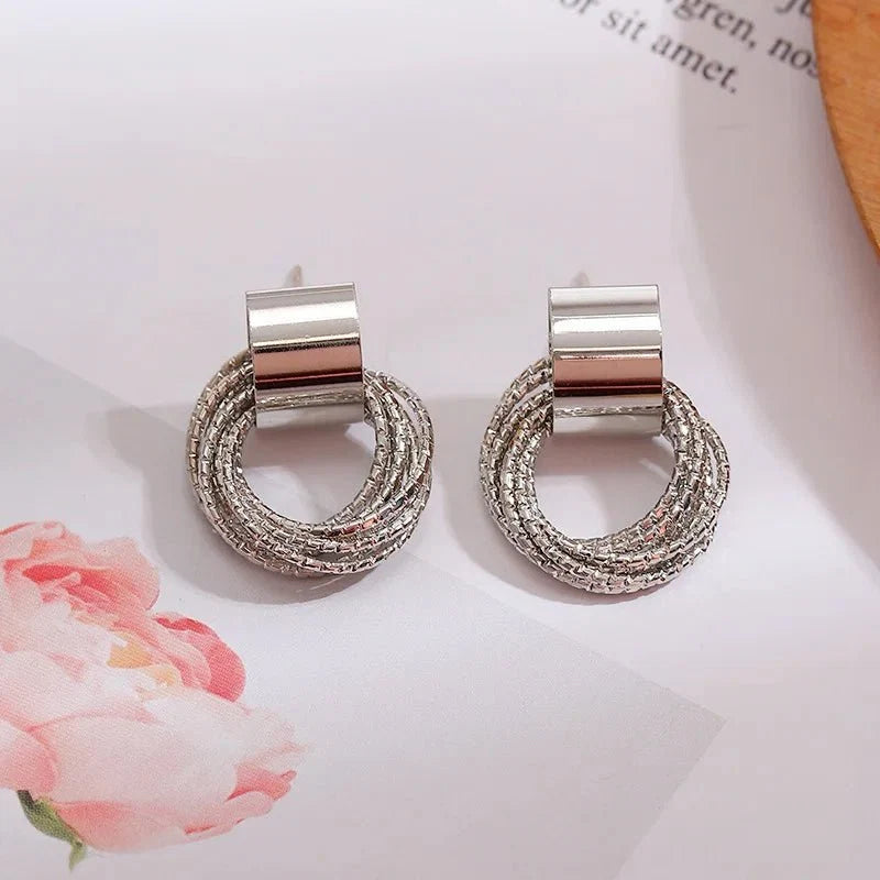 Dainty Strung Circle Chain Earrings