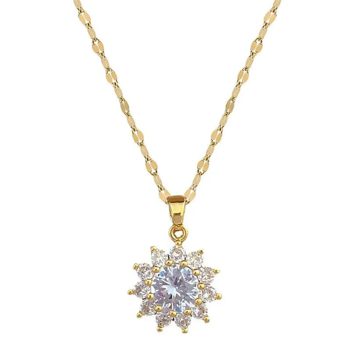 Dazzling Sunflower Floral Necklace and Earrings