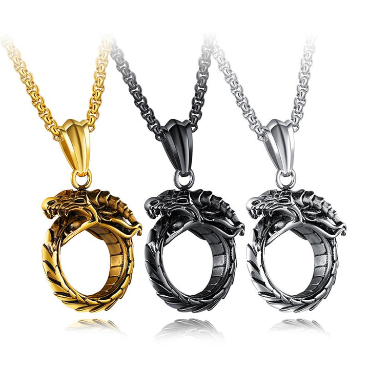 WorldNorse Nordic Mythical Giant Dragon Nicolas Style Protection Ring / Necklace