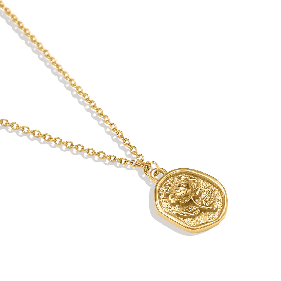 Stamped Rose Pendant Necklace