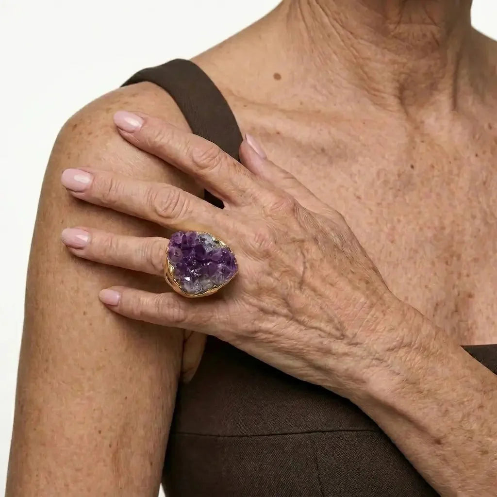 Elemental Allure Natural Amethyst Adjustable Ring