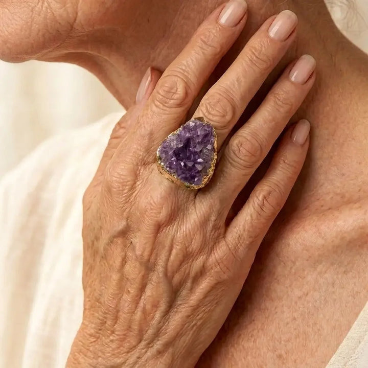 Elemental Allure Natural Amethyst Adjustable Ring
