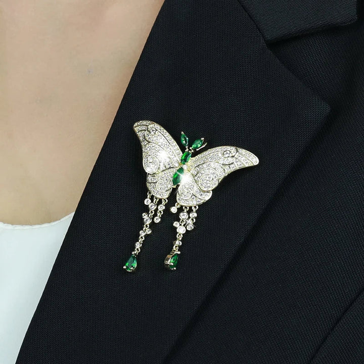 Emerald Butterfly Brooch