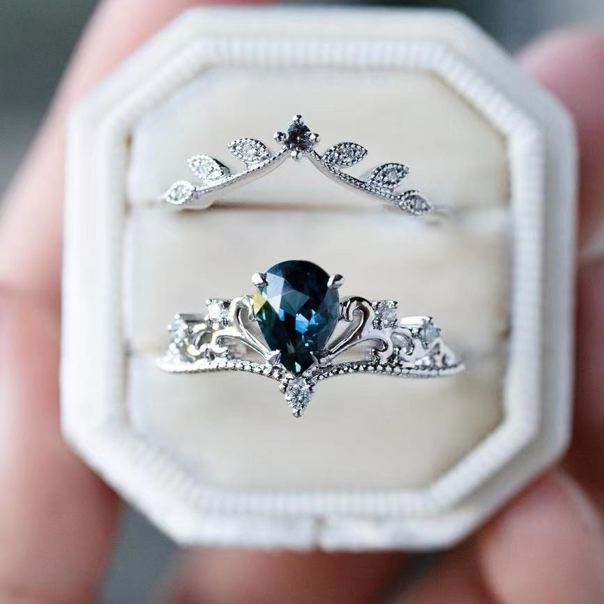 Royal Sapphire Crown Ring Set