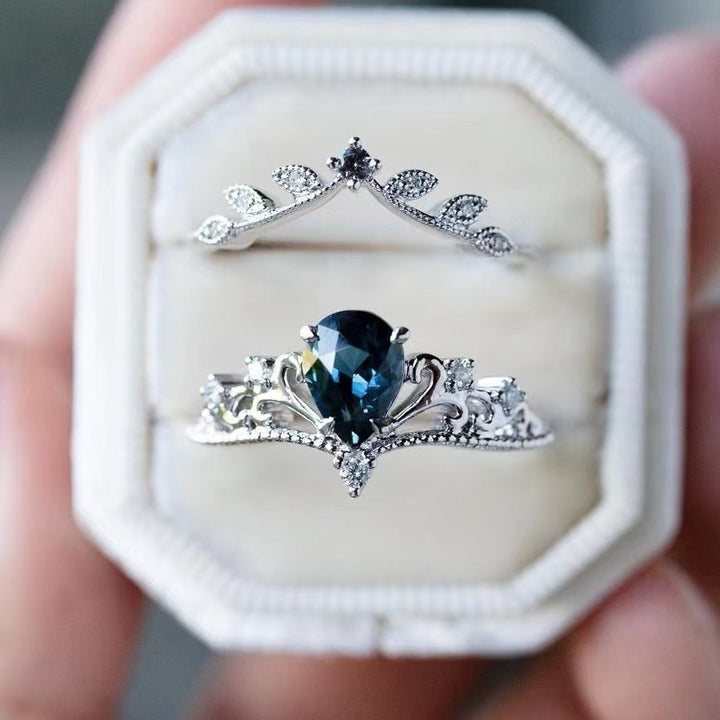 Royal Sapphire Crown Ring Set