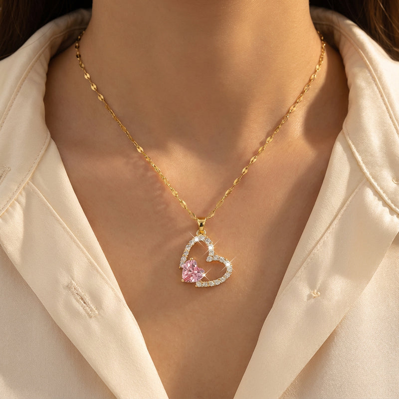 Love Duo Heart Pendant Necklace