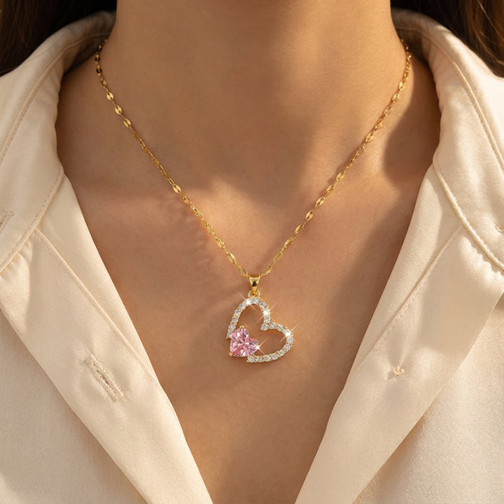 Love Duo Heart Pendant Necklace