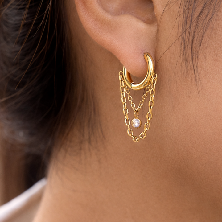 Solé Crystal Chain Hoops