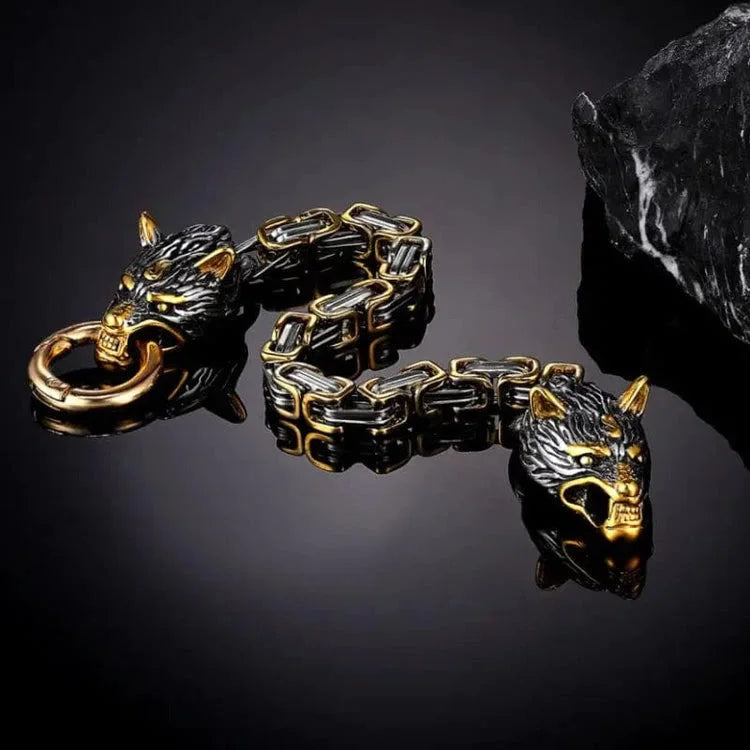Nordic Geri And Freki Wolves Bracelet