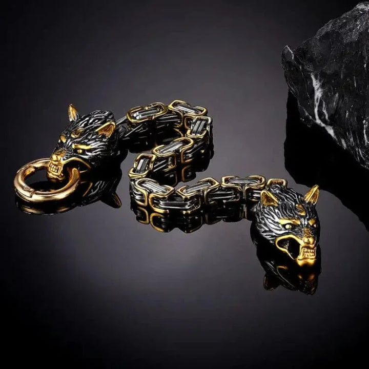 Nordic Geri And Freki Wolves Bracelet