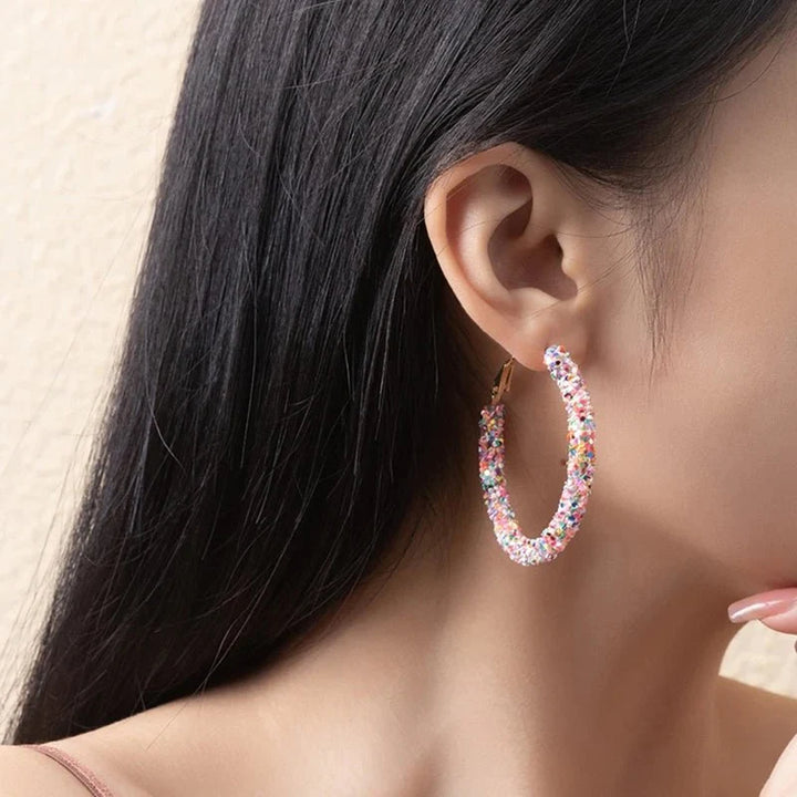 Feminine Rainbow Sprinkle Hoop Earrings