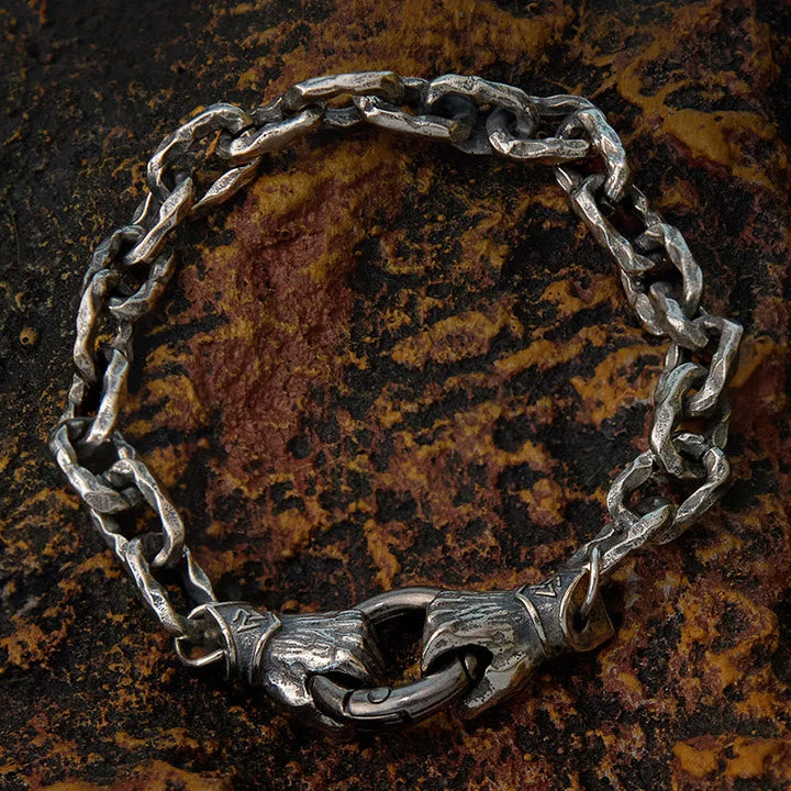 Handmade Viking Fist Silver Cable Bracelet / Necklace