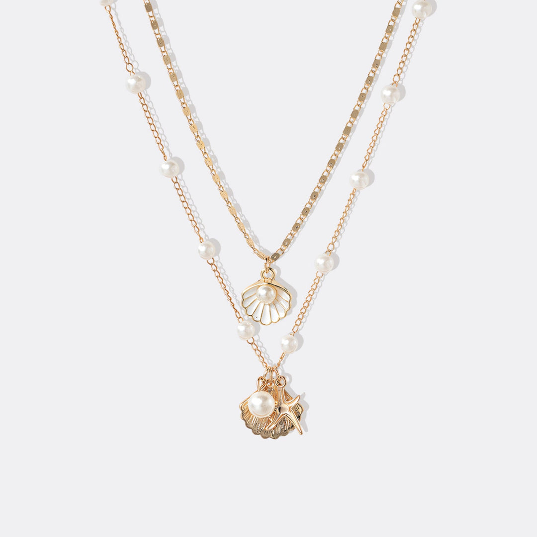 Pearl and Shell Pendant Necklace Set